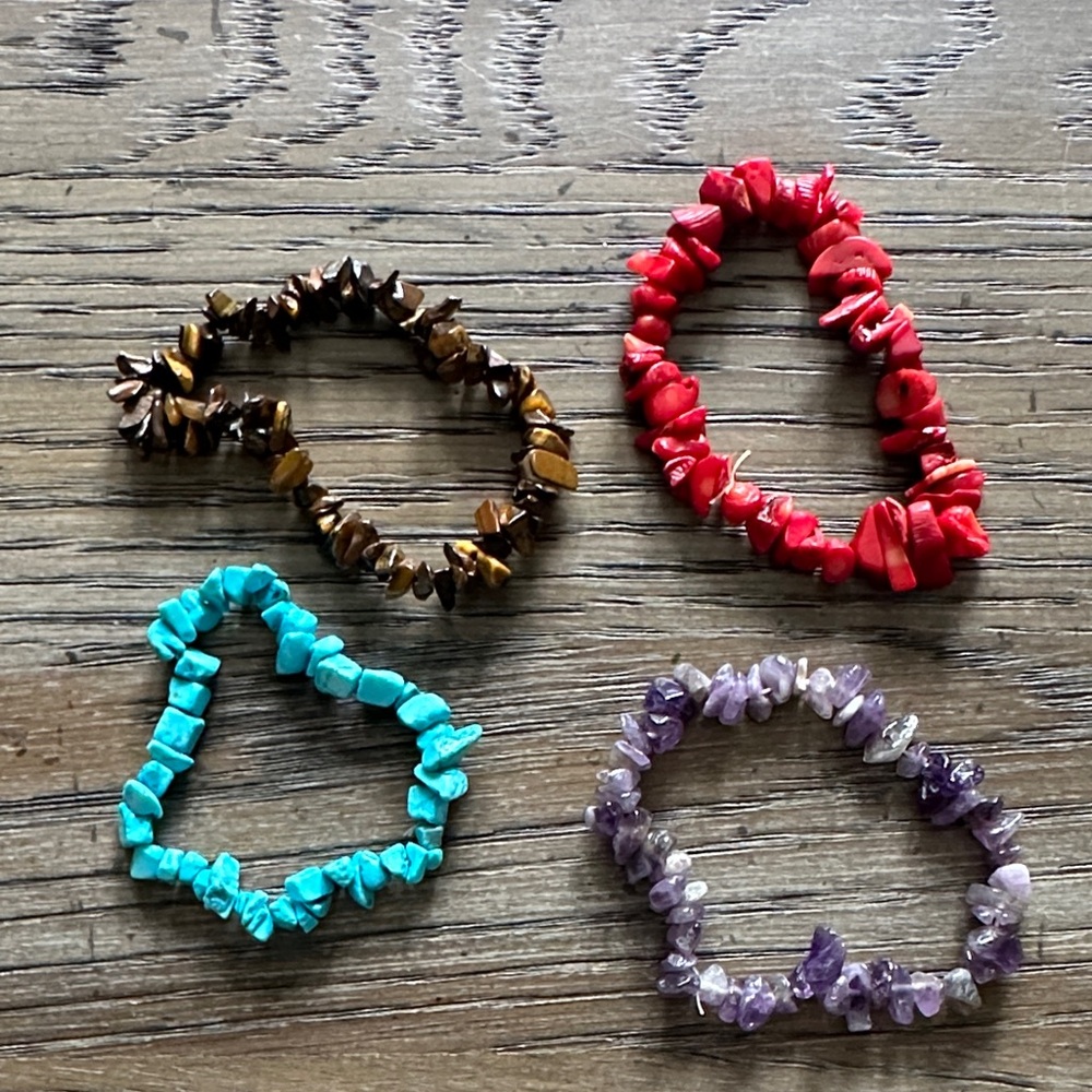 Colorful Stone Chip Bracelets Set
